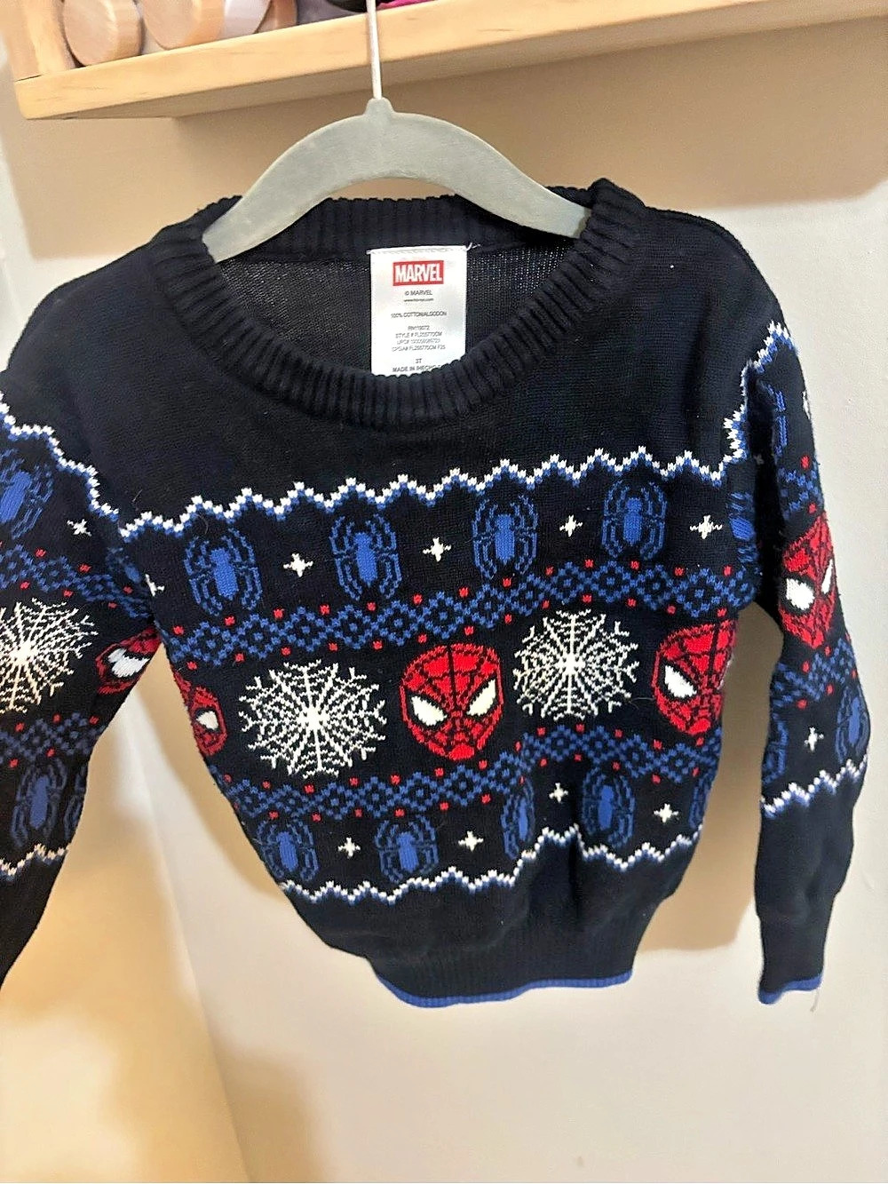 Marvel Spider-Man Holiday Sweater Black & Blue